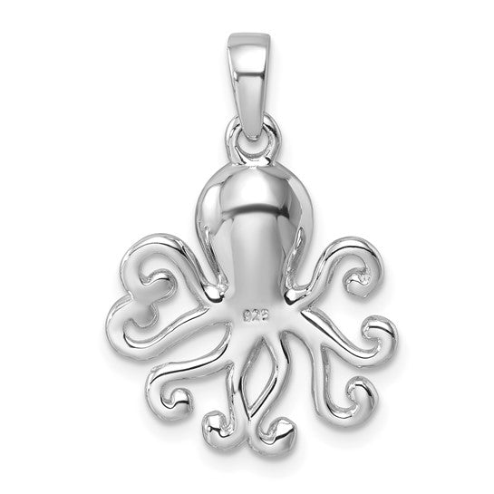 Sterling Silver Crystal Octopus Pendant