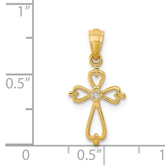 14K White/Yellow/Rose Gold Diamond Small Accent Cross