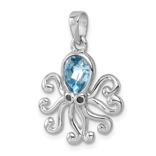Sterling Silver Crystal Octopus Pendant