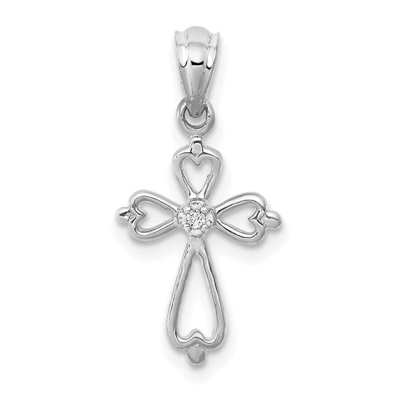 14K White/Yellow/Rose Gold Diamond Small Accent Cross