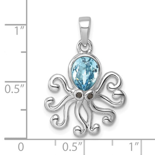 Sterling Silver Crystal Octopus Pendant
