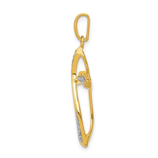 14K Yellow/White Gold 1/10 Diamond Fancy Twist Cross Pendant