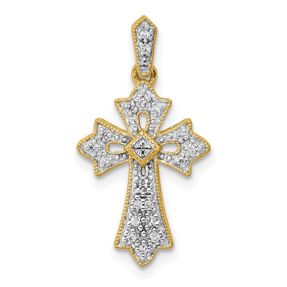 10K/14K White/Yellow Gold 1/10 Carat Diamond Cluster Pendant