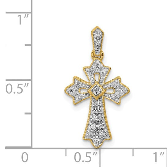 10K/14K White/Yellow Gold 1/10 Carat Diamond Cluster Pendant