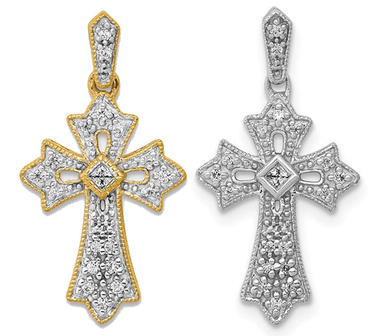 10K/14K White/Yellow Gold 1/10 Carat Diamond Cluster Pendant