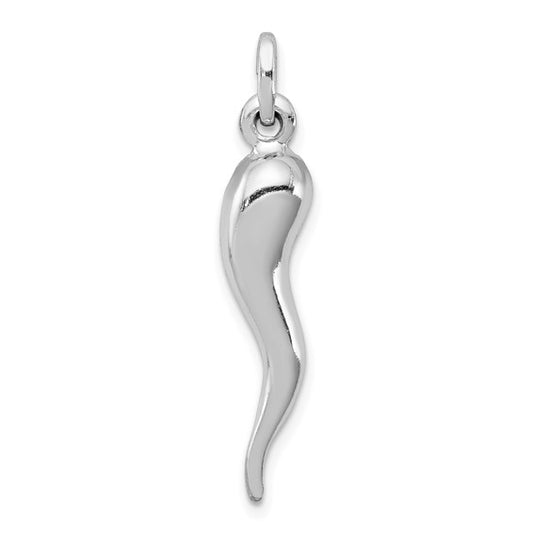 White Gold Filled Medium Italian Horn Pendant