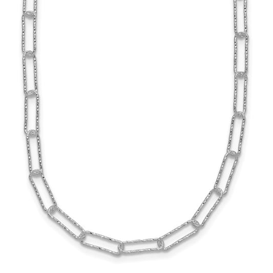 Sterling Silver Diamond Cut Textured Paperclip Chain