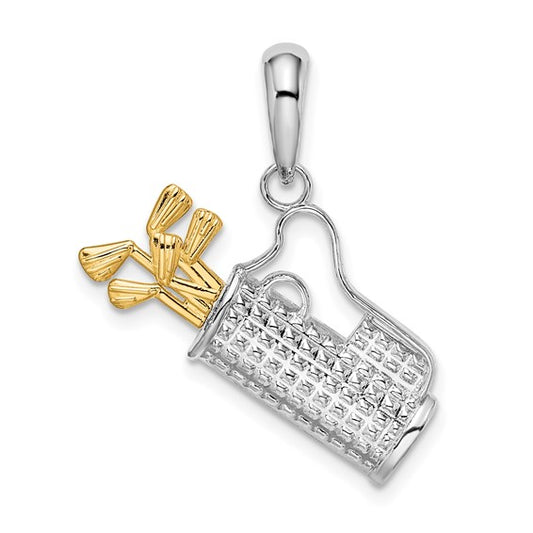 Sterling Silver/White Gold/Yellow Gold Two Tone Gold Clubs Pendant