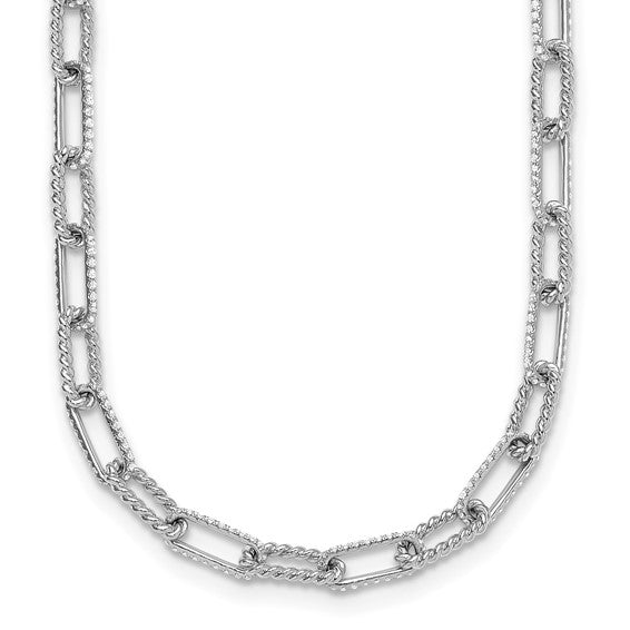 14K White Gold Diamond 1.44 Carat Pave Paperclip Chain