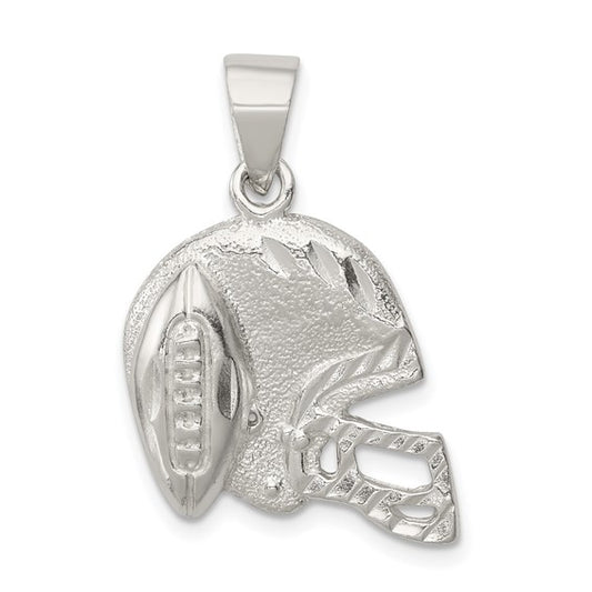 Sterling Silver Football Pendant White Gold Plated