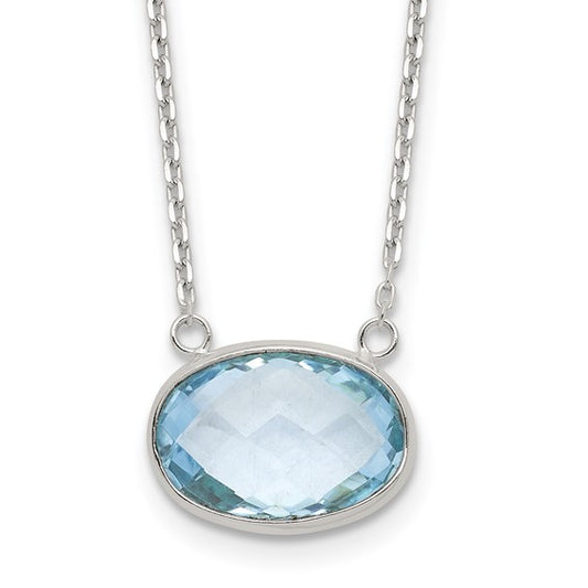 Sterling Silver 5 Carat Blue Topaz Bezel Necklace