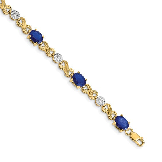 14K Yellow Gold White Gold Figure Eight Natural Sapphire & Diamond Bracelet