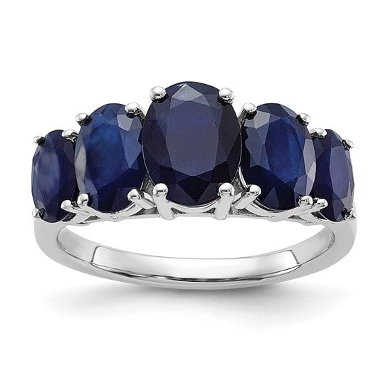 Sterling Silver Lab Grown Sapphire 5 Stone Ring