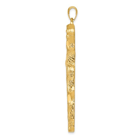 Latin Log Cross Pendant 14K/10K White Yellow Gold