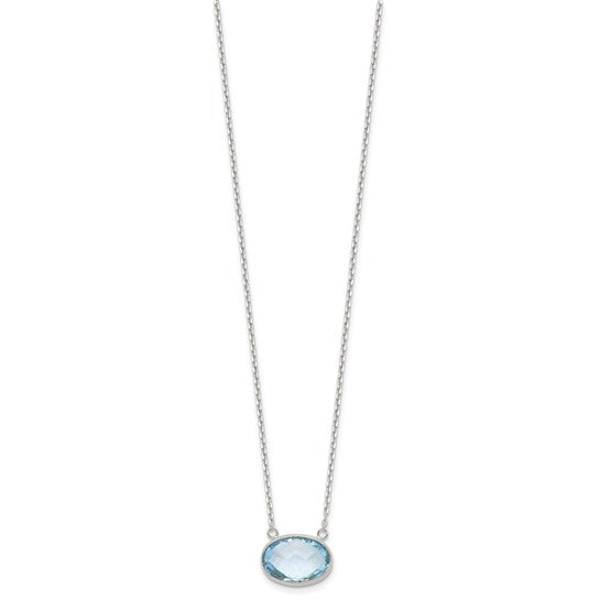 Sterling Silver 5 Carat Blue Topaz Bezel Necklace