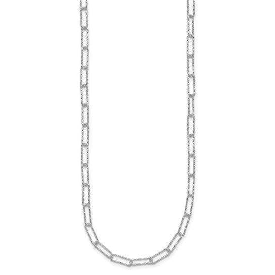 Sterling Silver Diamond Cut Textured Paperclip Chain