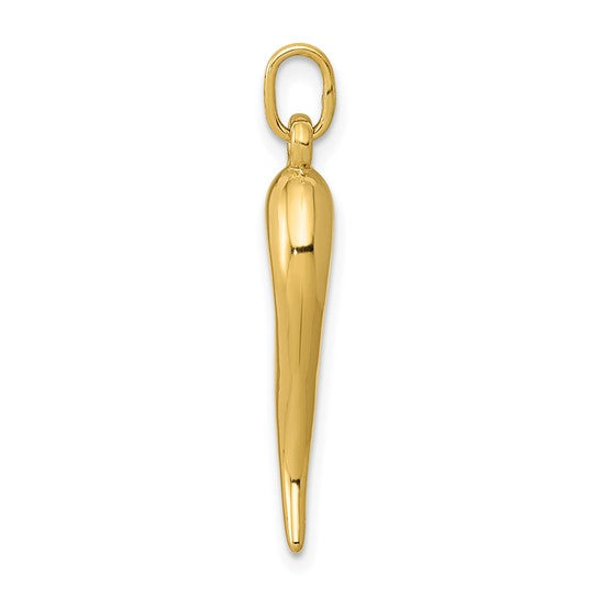 10K/14K Yellow/White Gold 3D Italian Horn Pendant