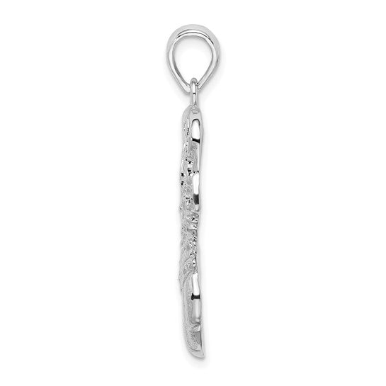 Sterling Silver White Gold Plated Basketball Hoop Pendant