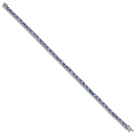 White Gold Plated Sterling Silver Natural Tanzanite Tennis Bracelet