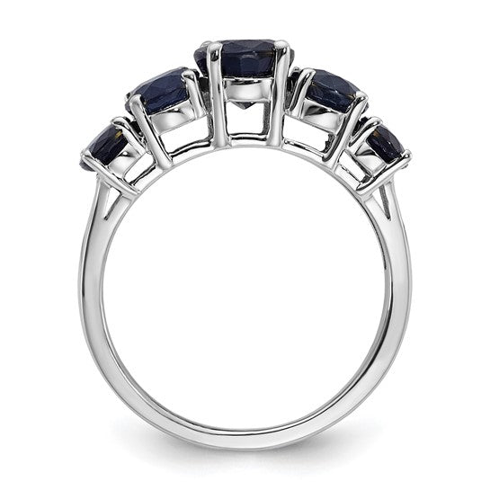 Sterling Silver Lab Grown Sapphire 5 Stone Ring