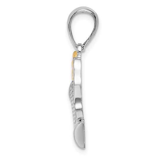 Sterling Silver/White Gold/Yellow Gold Two Tone Gold Clubs Pendant