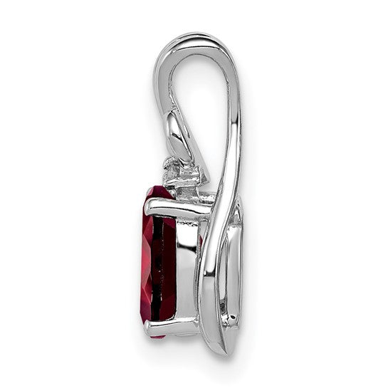 Sterling Silver Natural Garnet & Diamond Swirl Chain Slide