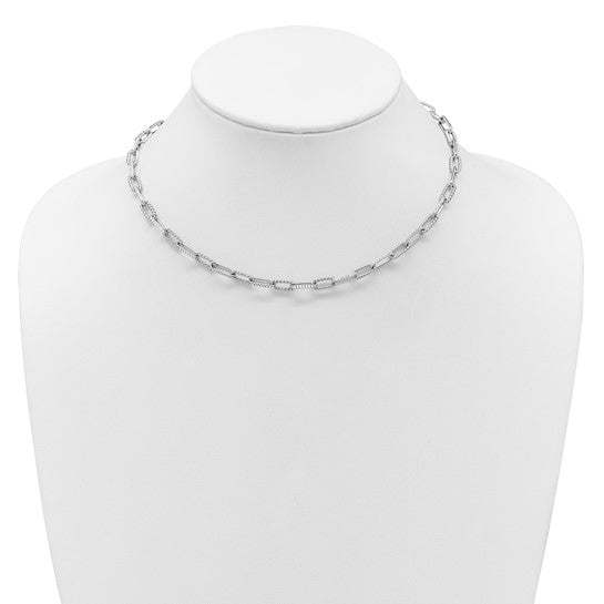14K White Gold Diamond 1.44 Carat Pave Paperclip Chain