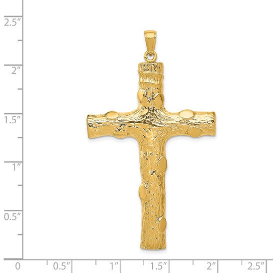 Latin Log Cross Pendant 14K/10K White Yellow Gold