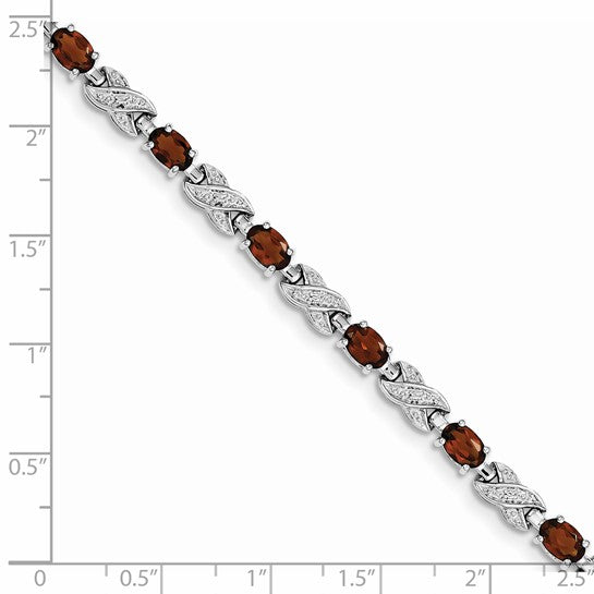 Sterling Silver XO Natural Garnet Bracelet
