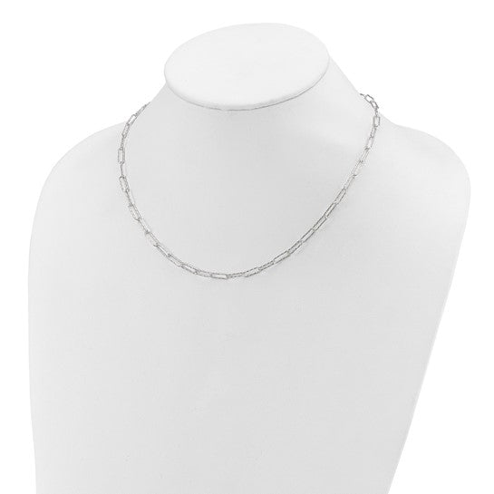 Sterling Silver Diamond Cut Textured Paperclip Chain