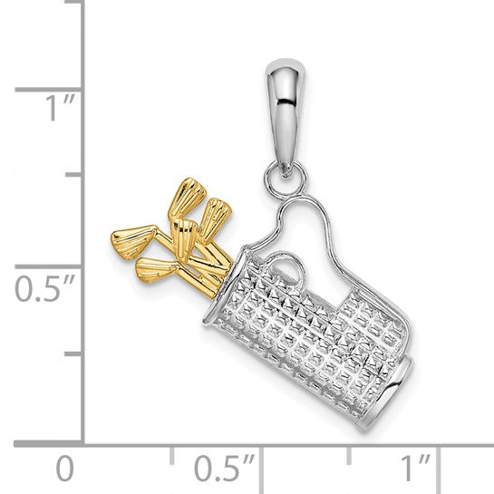 Sterling Silver/White Gold/Yellow Gold Two Tone Gold Clubs Pendant