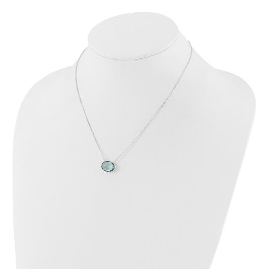 Sterling Silver 5 Carat Blue Topaz Bezel Necklace