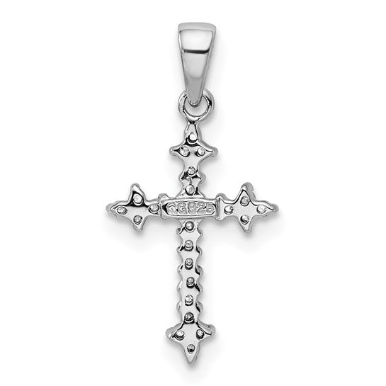 White Gold Filled Sterling Silver Diamond Cross Pendant