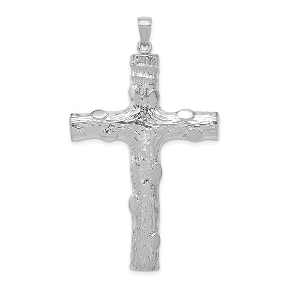 Latin Log Cross Pendant 14K/10K White Yellow Gold