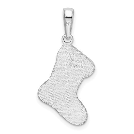 White Gold Filled Sterling Silver Christmas Stocking Pendant
