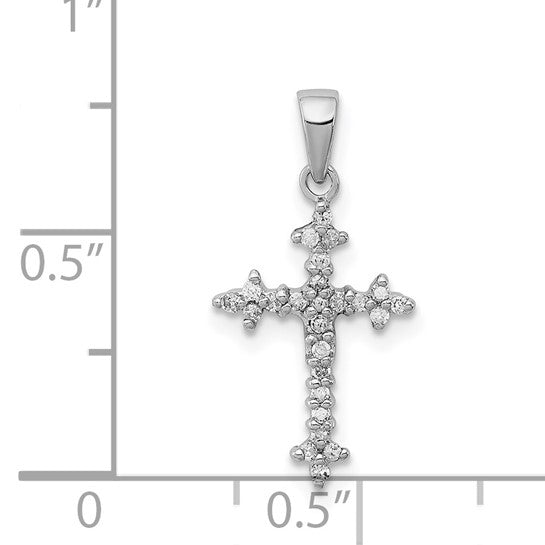 White Gold Filled Sterling Silver Diamond Cross Pendant