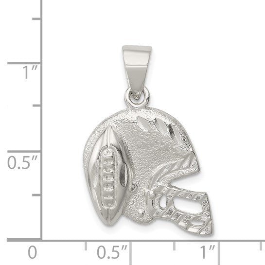 Sterling Silver Football Pendant White Gold Plated