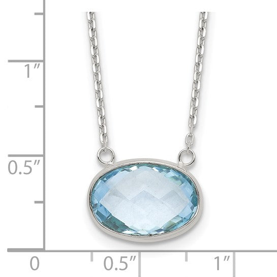 Sterling Silver 5 Carat Blue Topaz Bezel Necklace