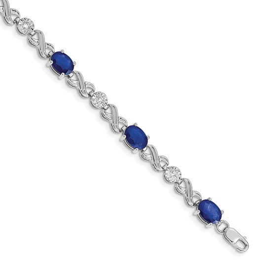 14K Yellow Gold White Gold Figure Eight Natural Sapphire & Diamond Bracelet