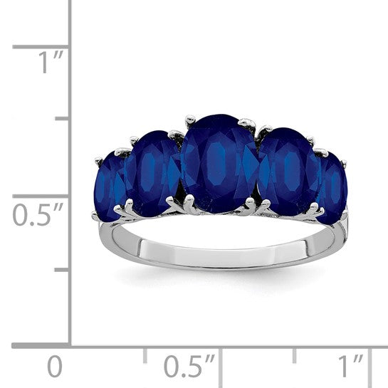 Sterling Silver Lab Grown Sapphire 5 Stone Ring