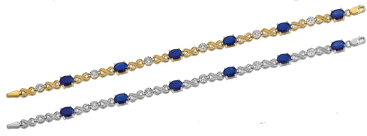 14K Yellow Gold White Gold Figure Eight Natural Sapphire & Diamond Bracelet