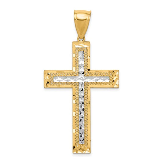 Two Tone Large Latin Cross 10K Gold