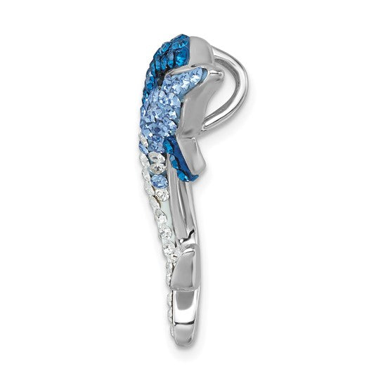 Sterling Silver Blue Crystal Dolphin Chain Slide