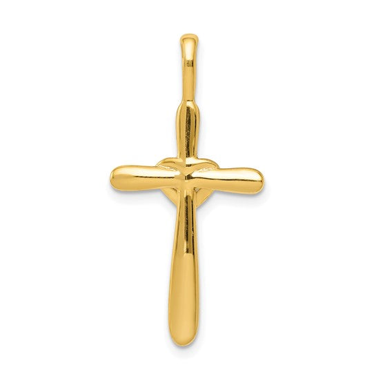 10K/14K Yellow Gold Two Tone Diamond Heart Wrap Cross Pendant