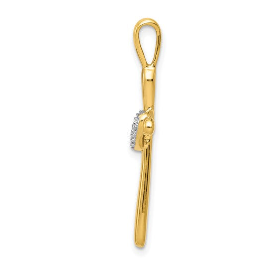 10K/14K Yellow Gold Two Tone Diamond Heart Wrap Cross Pendant