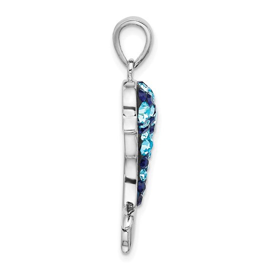 Sterling Silver Deep Blue Crystal Dolphin Pendant