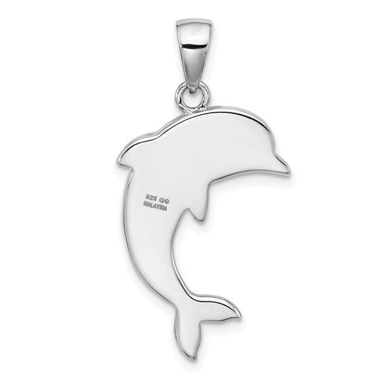 Sterling Silver Deep Blue Crystal Dolphin Pendant
