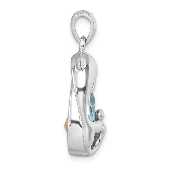 Sterling Silver Crystal Teardrop Dolphin Pendant