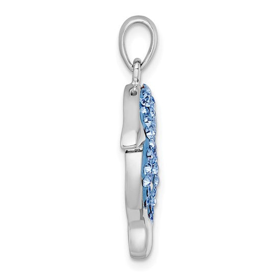 Sterling Silver Crystal Love Dophin Pair Pendant