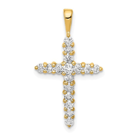 14K Yellow/White Gold 1/2 Carat All Diamond Cross Pendant